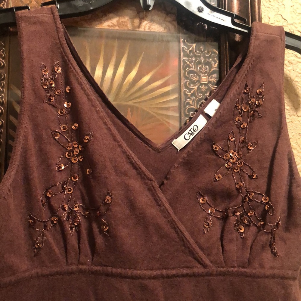 Cato Gently worn sequins top. Good condition. No stains,flaws or piling. Brown - Picture 6 of 11